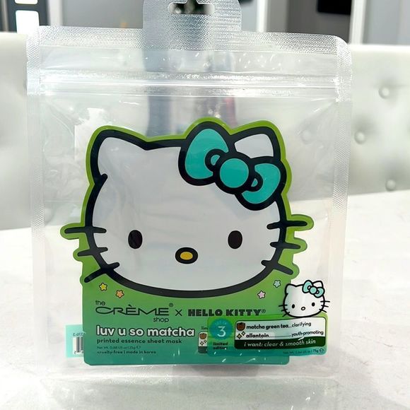 LIMITED EDITION Crème Shop x Hello Kitty Luv U So Matcha Sheet Mask (3 Pack) - Picture 1 of 2